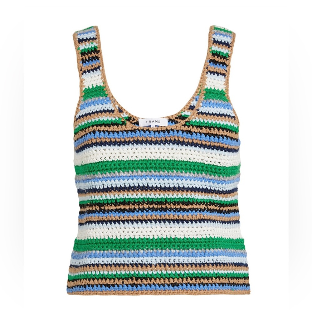 FRAME Crochet Stripe Wool Blend Tank Top Size Xsmall